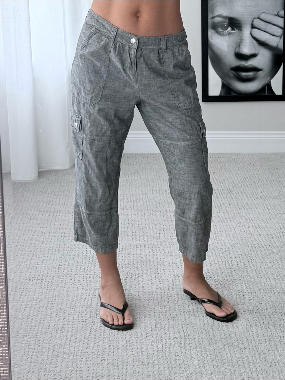 DKNY Gray Linen-Blend Casual Pants